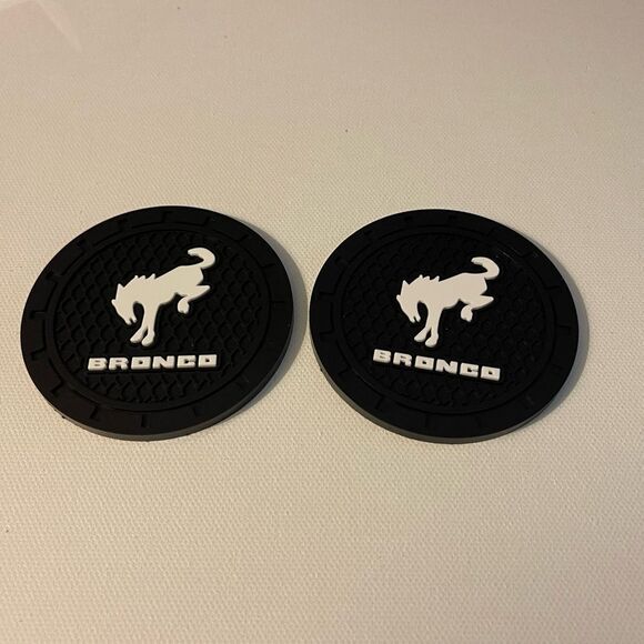 Bronco Car Cup Holder Coasters with logo set of 2 NWT - Picture 3 of 4